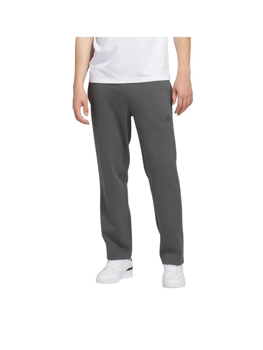 NWT Adidas Men’s Fleece Logo Gray Pull-on Pants Regular Fit with pockets Medium
